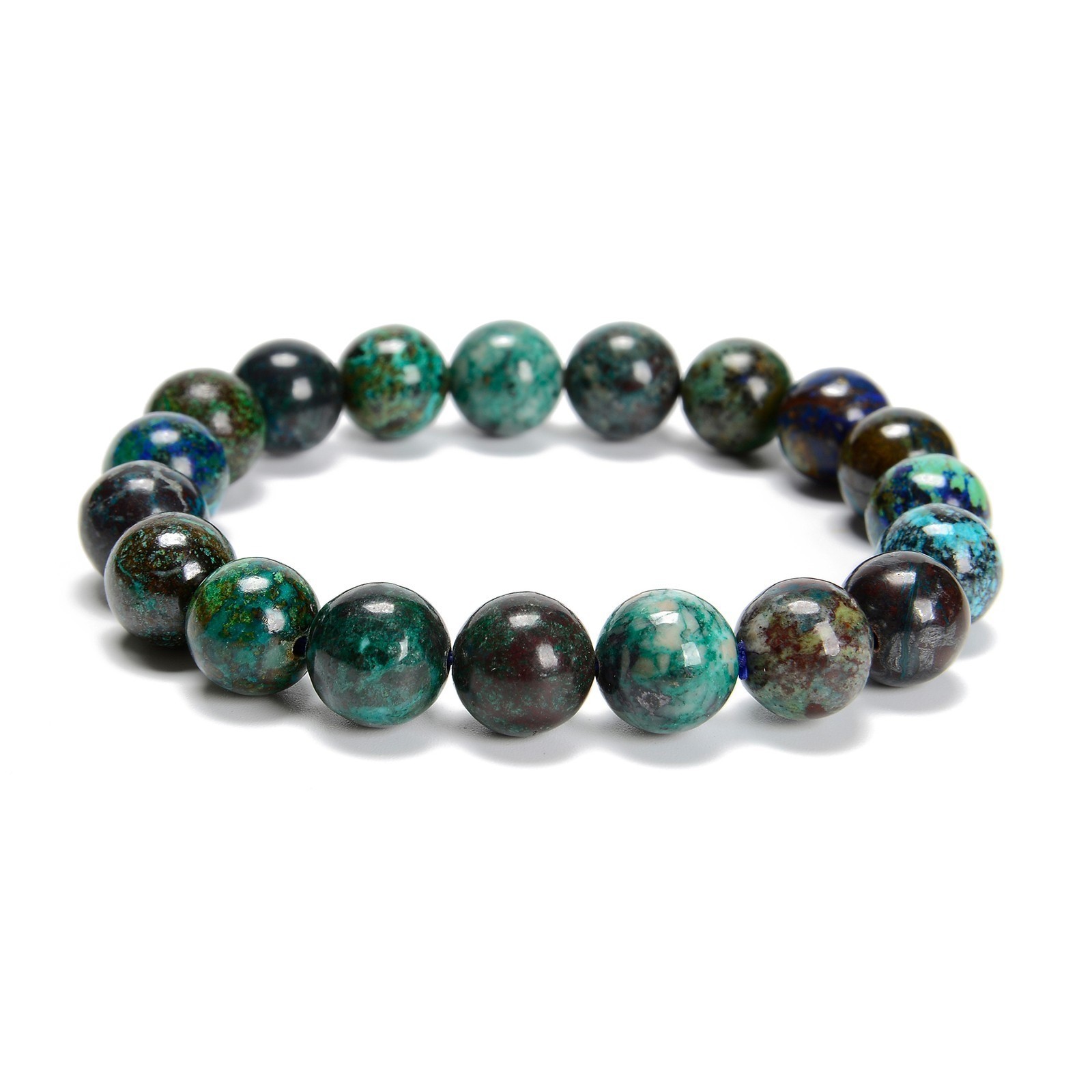 Azurite Malachite Stretchable Bracelet Round Gemstone Beaded Jewelry 8mm