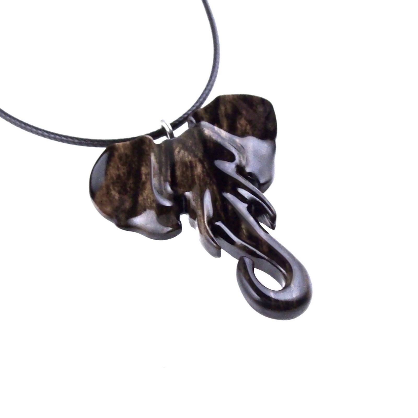 Elephant Necklace Pendant – Hand-Carved Wooden Animal Jewelry for Men and Women
