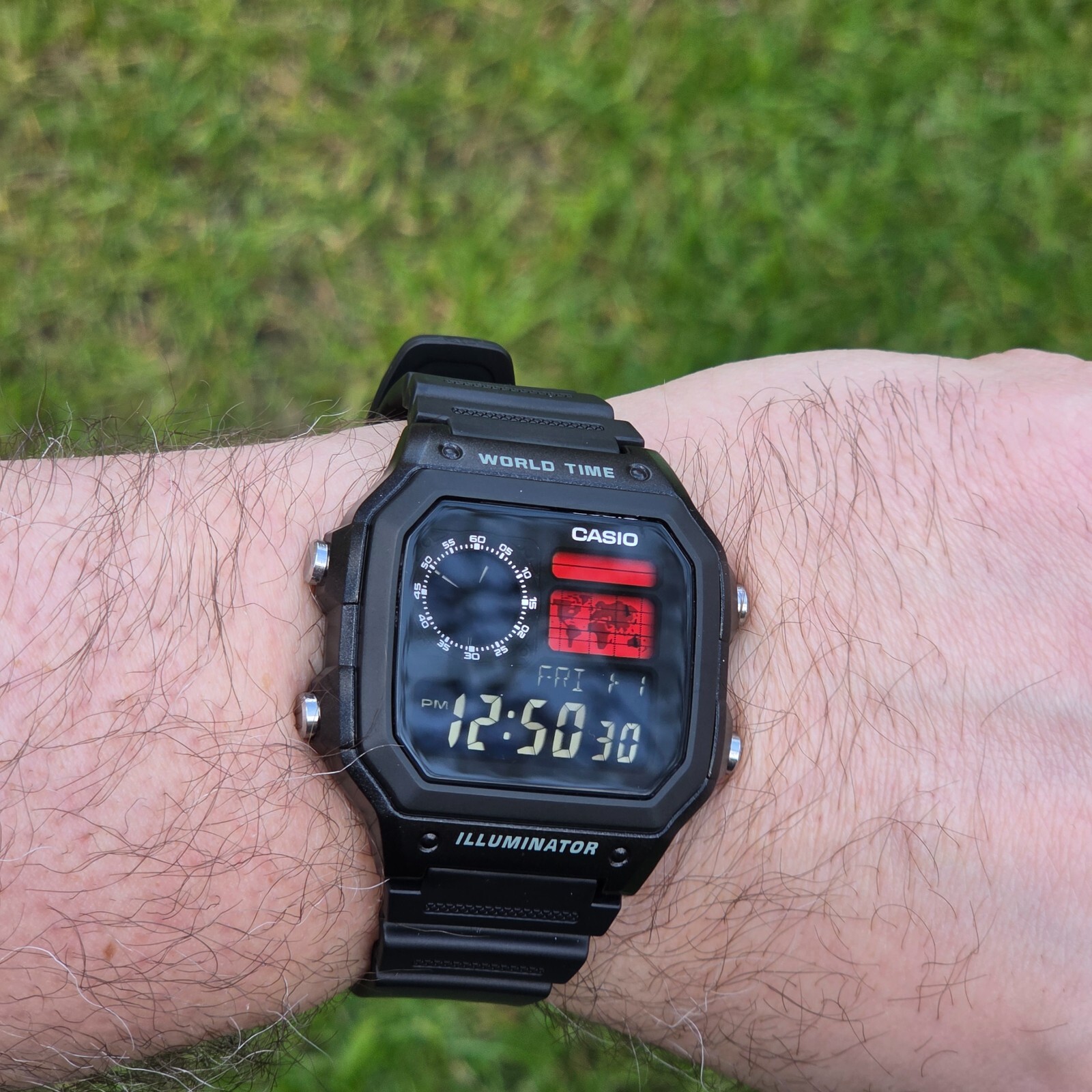 CASIO AE-1200WHD. Royale World Time Watch Mod. Negative Display. Hydromod.