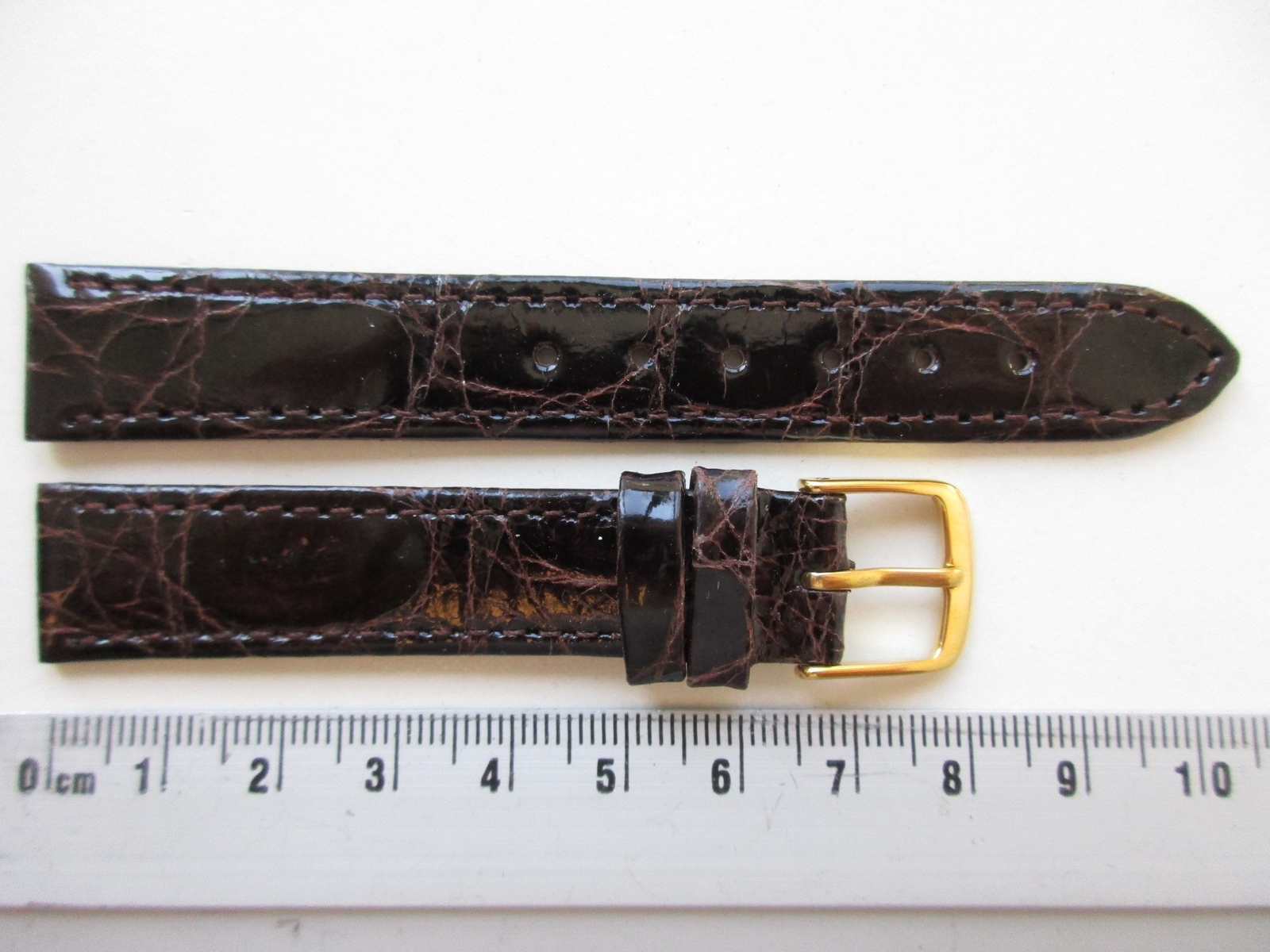 Chocolate brown croco print 15 MM leather watch band strap – SHORT