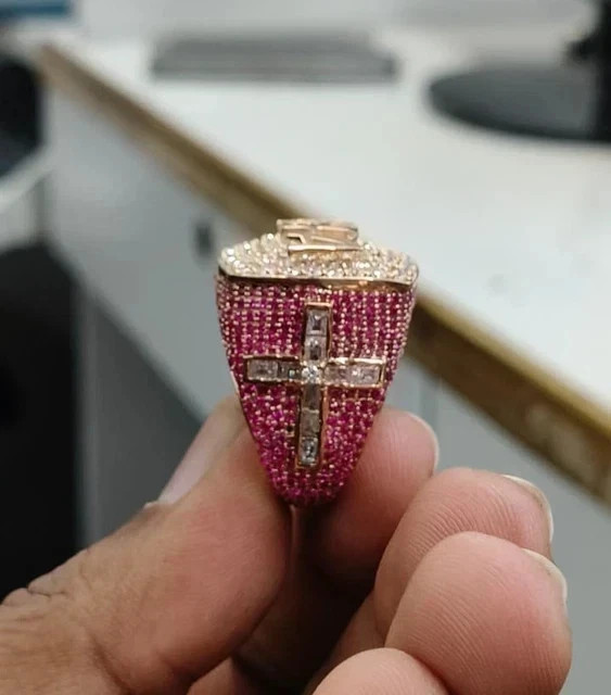 Men’s 5TCW Round Lab Created Customize Name Wedding Ring Rose Gold Plated