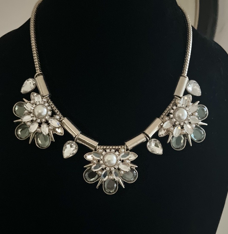 lydell nyc Gold Tone Light Green Crystal Cluster Pendant Statement Necklace