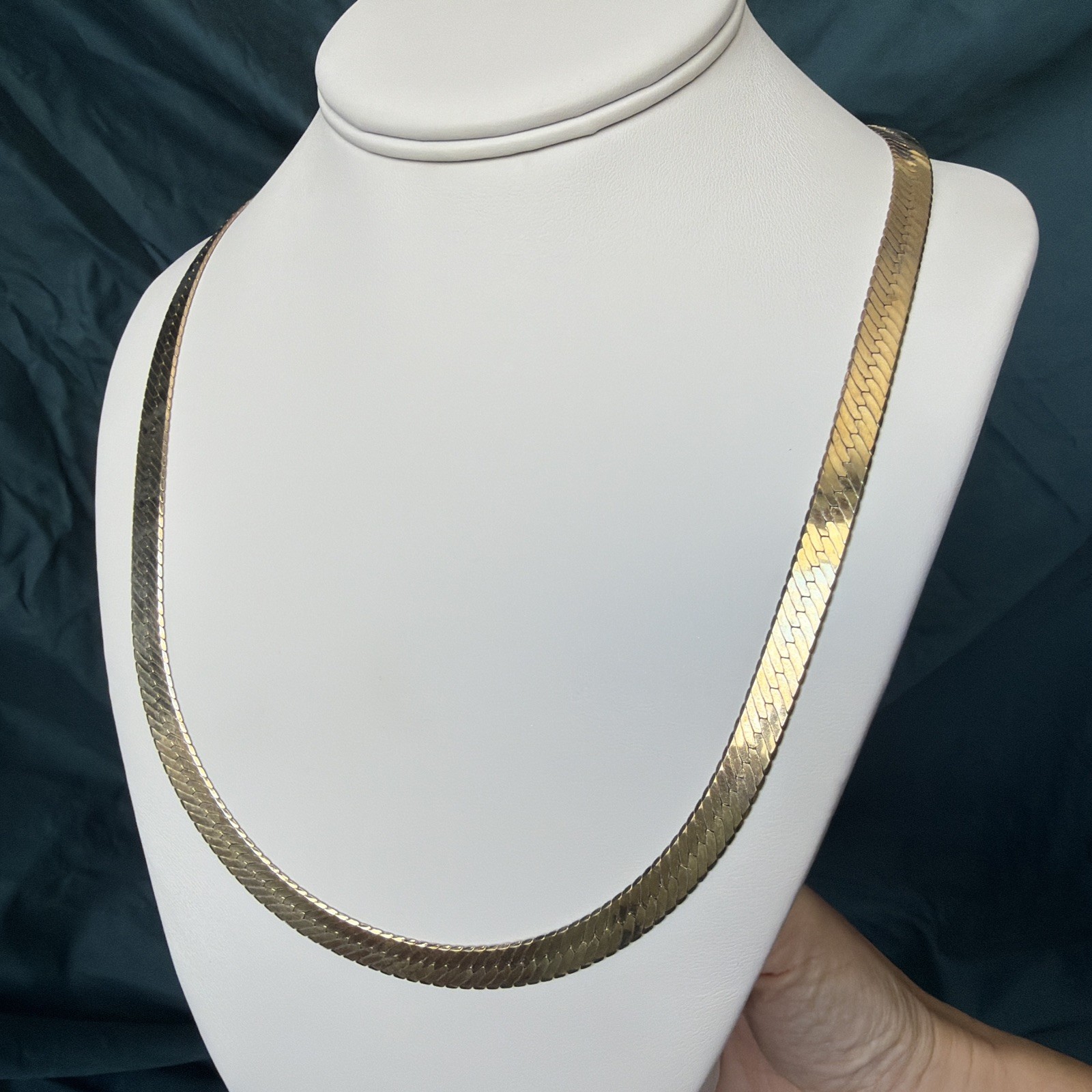 Vintage Sterling Silver Herringbone Necklace 30” 7mm Gold Over 925, 41g Unisex