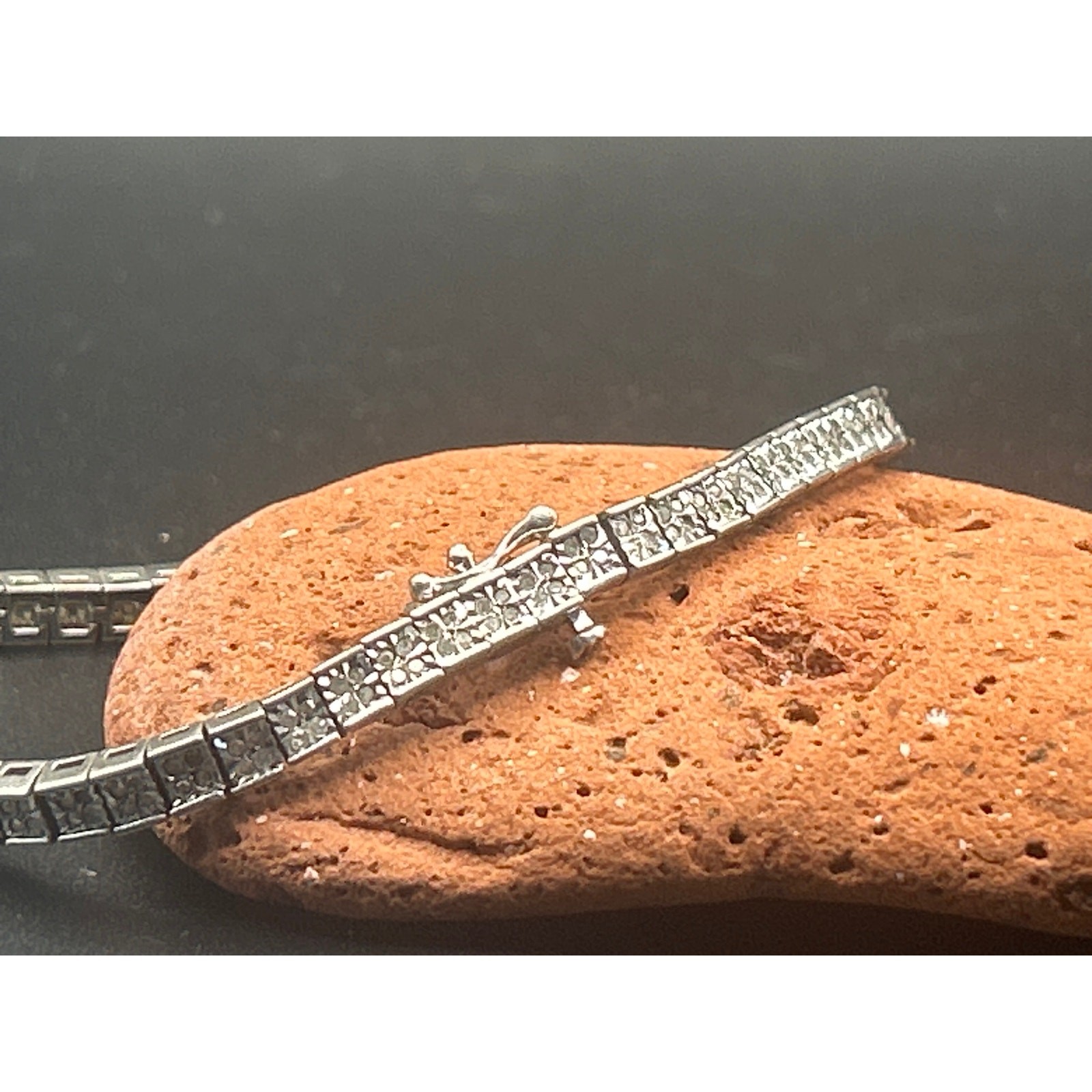 Signed MDJ 925 Sterling Silver Diamond Tennis Bracelet 200+ Diamonds 6.5″ Link