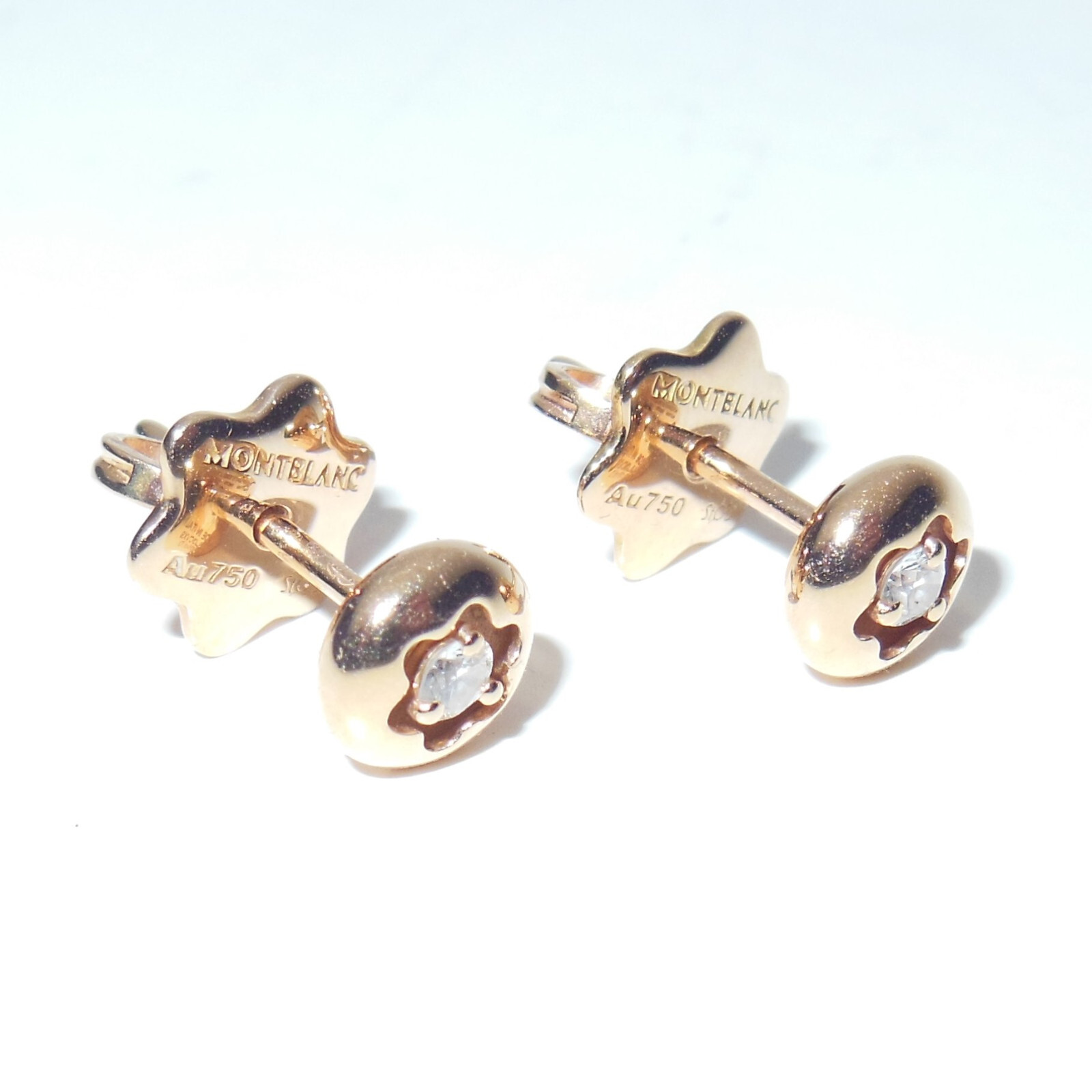 NOS* Montblanc Souvenir d’Etoile 18K Pink Gold 0.05ct Diamond Stud Earrings