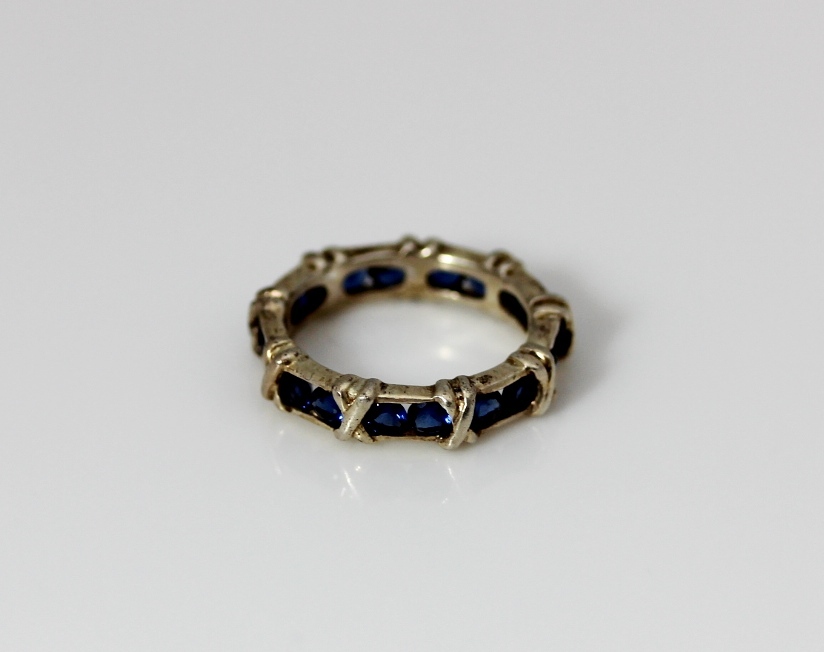 Sterling Silver 925 Dark Blue Cubic Zirconia Stones B and Ring Size 6.75 – 11840