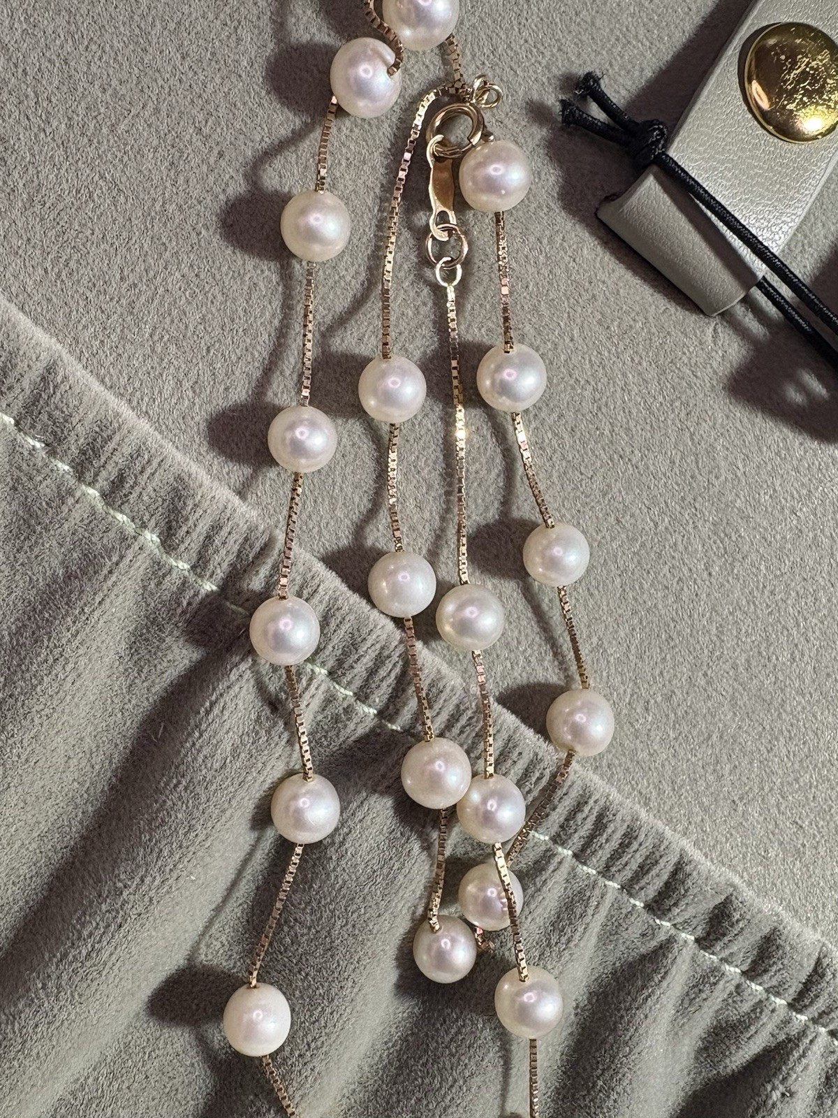 10k Yellow Gold Chain Pearls Necklace Beautiful 6.70G NC 23 Pearls 5.5mm 16”