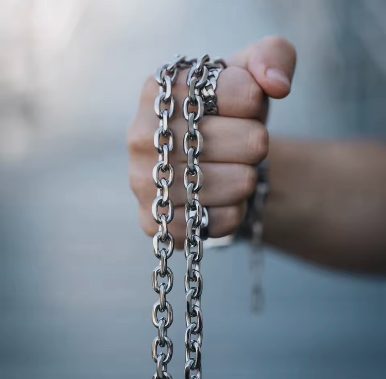 8mm Chunky Chain Necklace Stainless Steel Beveled Cable Link Jewelry 24″ Inch