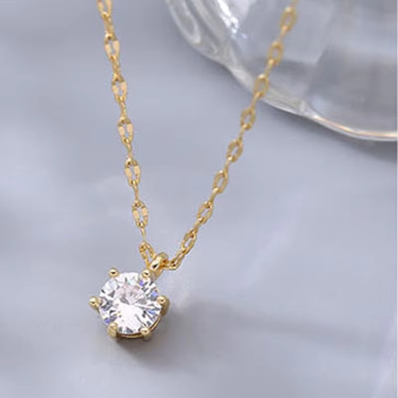 925 Sterling Silver Plated Necklace – Sparkling Zircon Clavicle Chain Jewelry