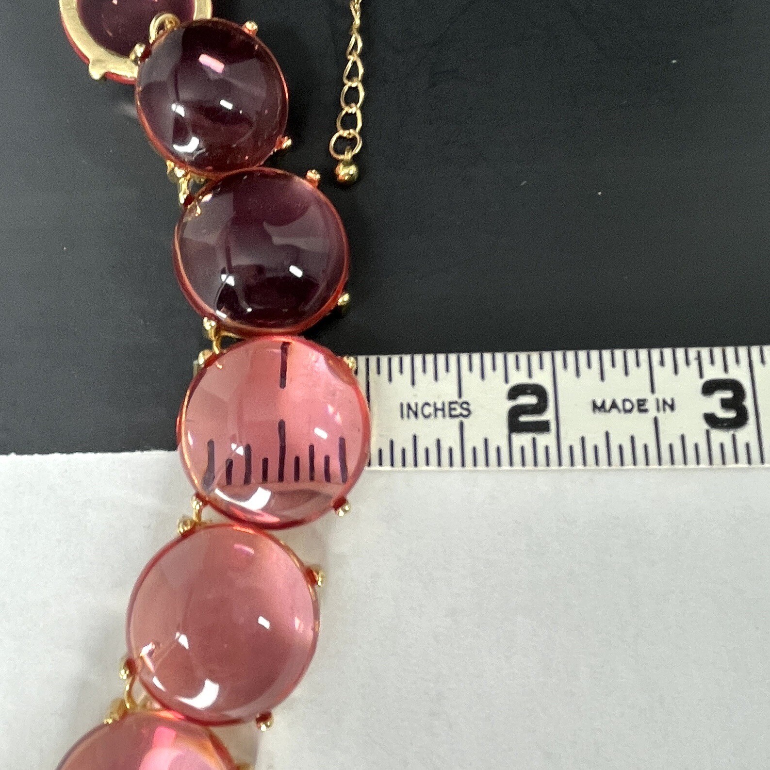 Pools of Light Style Necklace Riviere Choker Pink Cabochon Gold Tone Statement