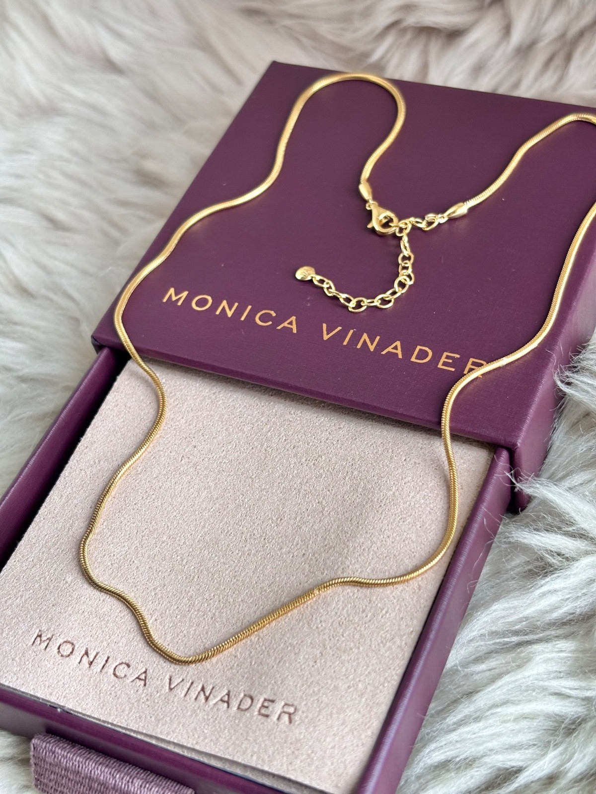 MONICA VINADER 💎 Round Thin Snake Chain Necklace 18k Gold RRP £119