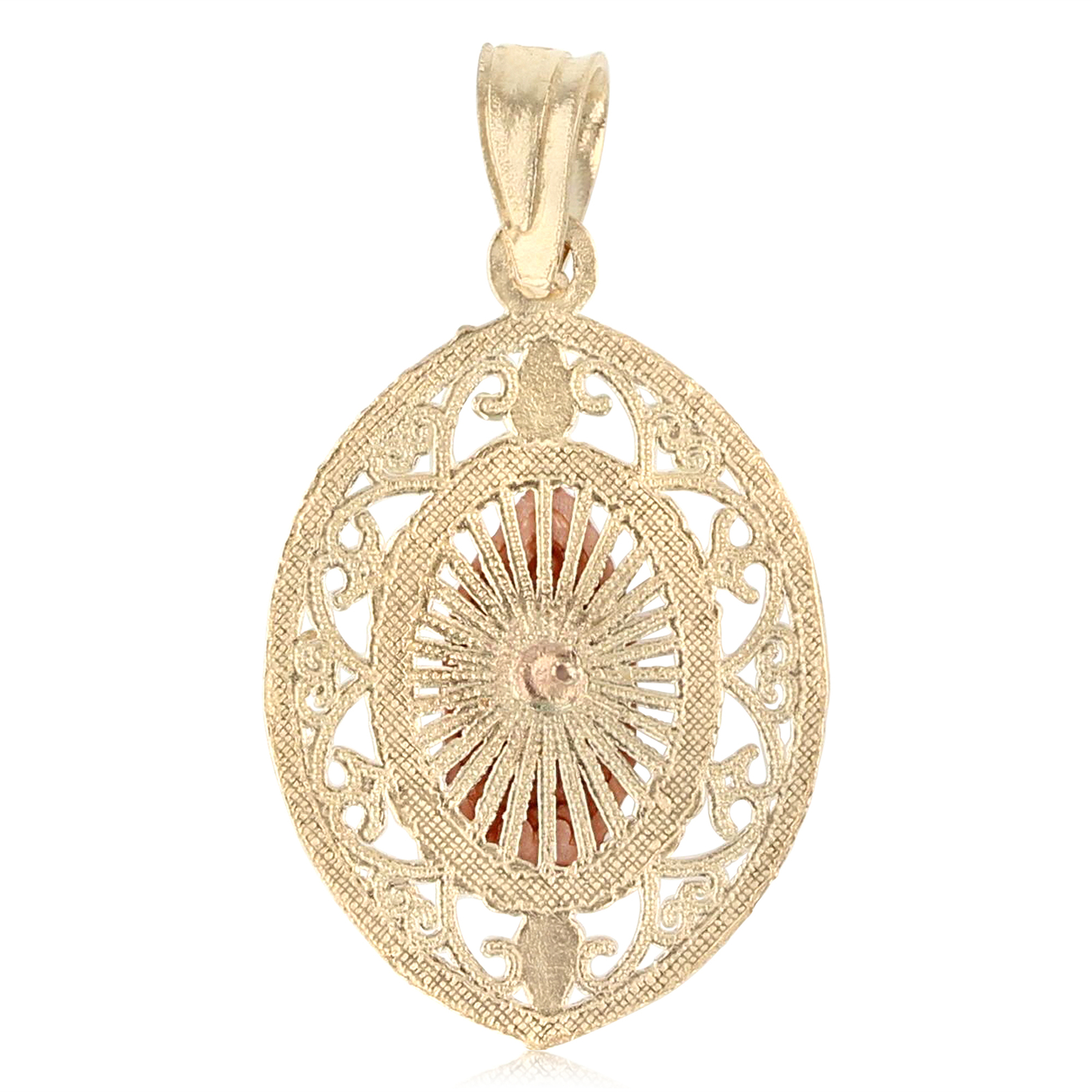 14K 3 Color Gold Our Lady of Guadalupe Pendant & 1.2mm Singapore Chain Necklace