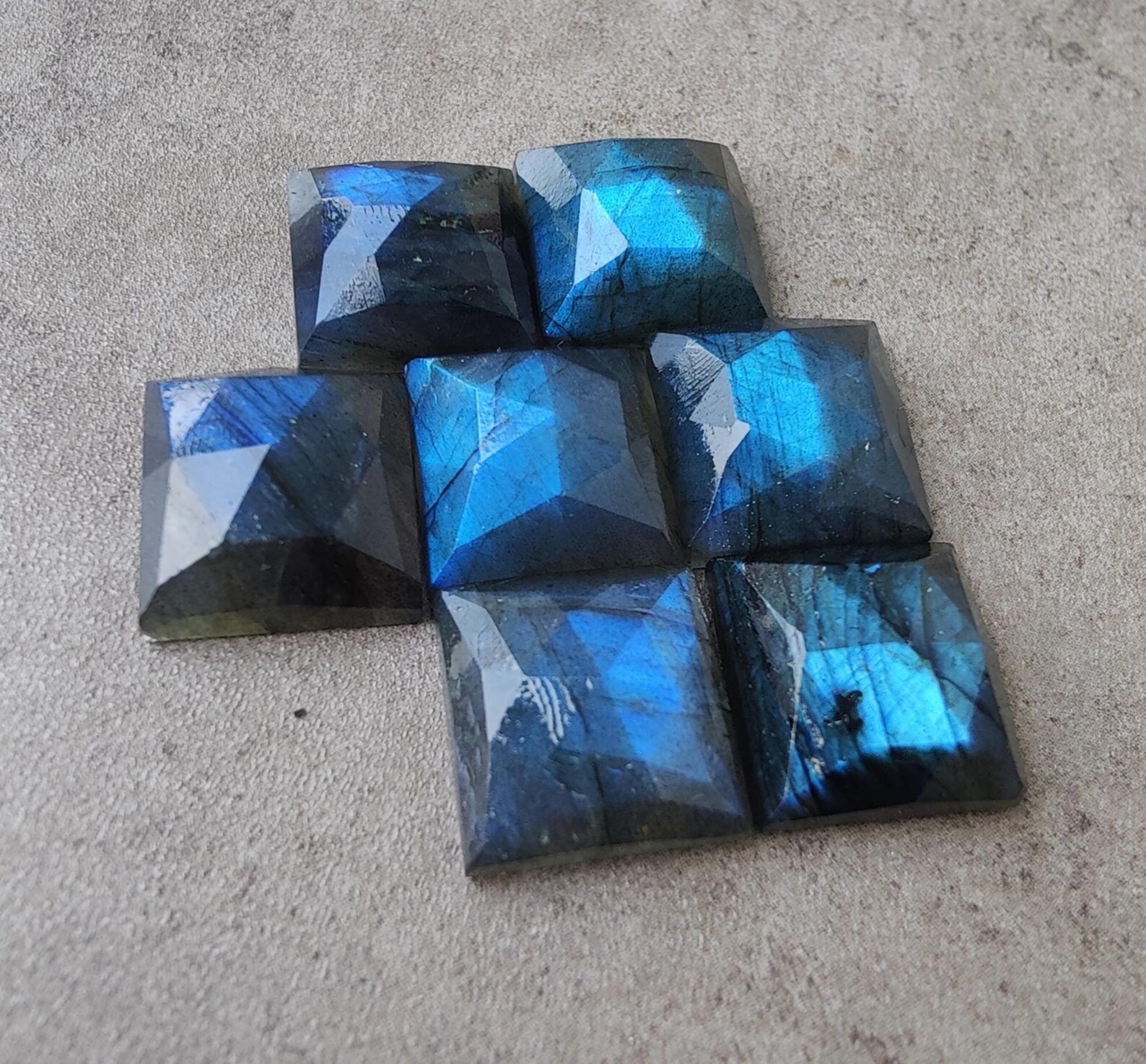Natural Blue Labradorite Square Rose Cut 6mm to 15mm Loose Gemstone