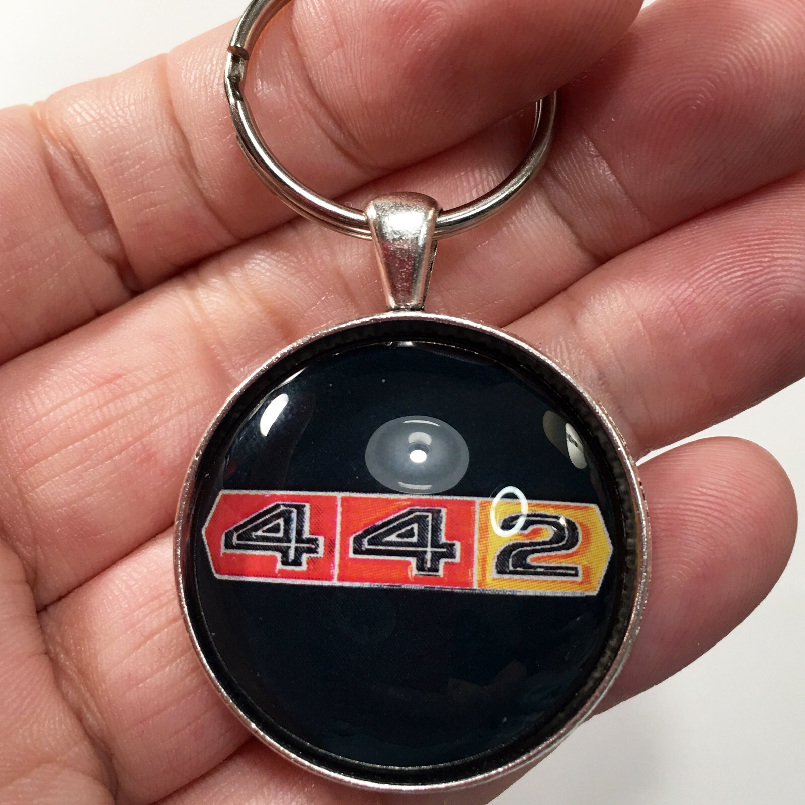 Vintage Oldsmobile Cutlass 442 Chrome Badge Emblem Logo Reproduction Keychain
