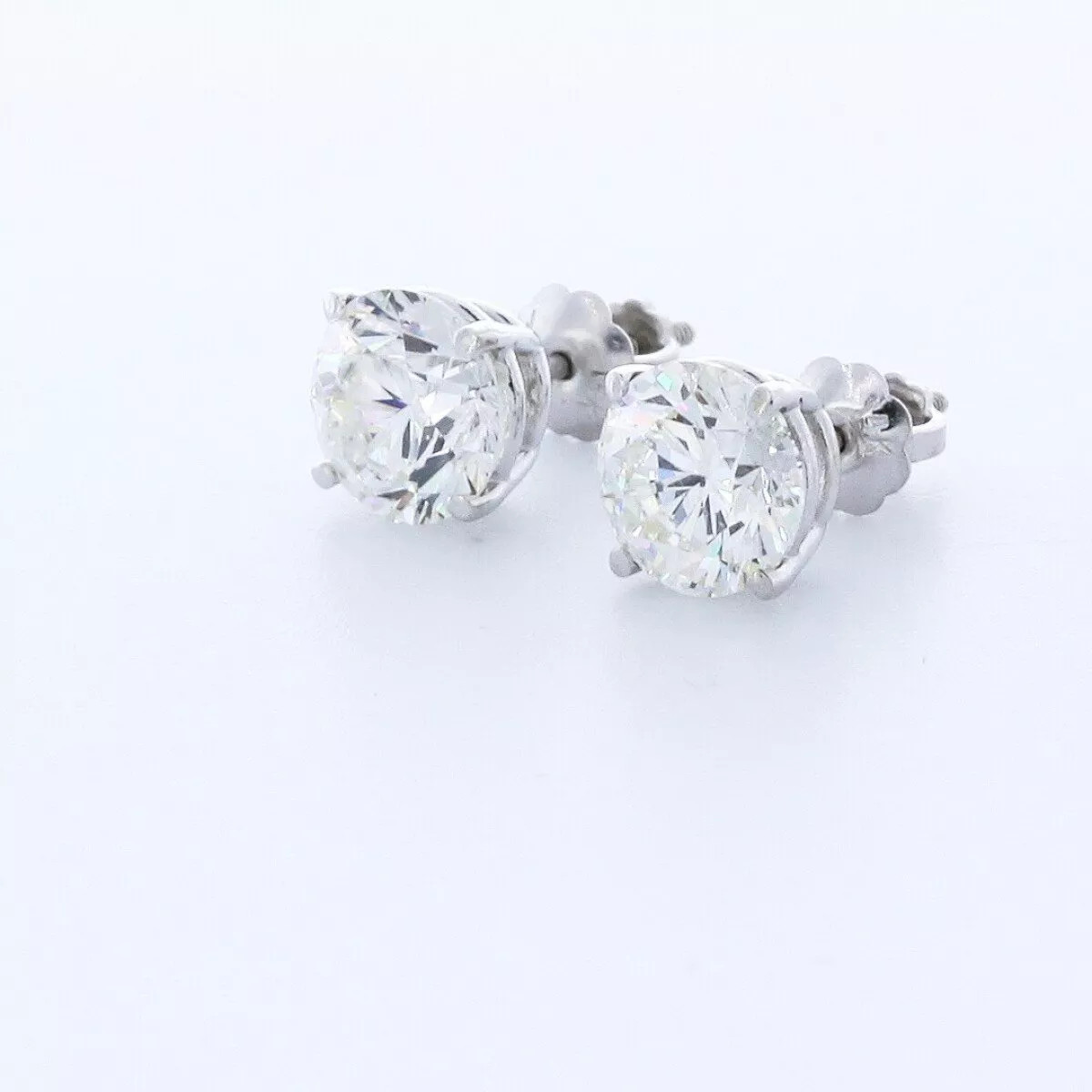 Stud Earrings Solid 14K Yellow Gold Classic 2.80 CT Round Natural Diamond G SI1