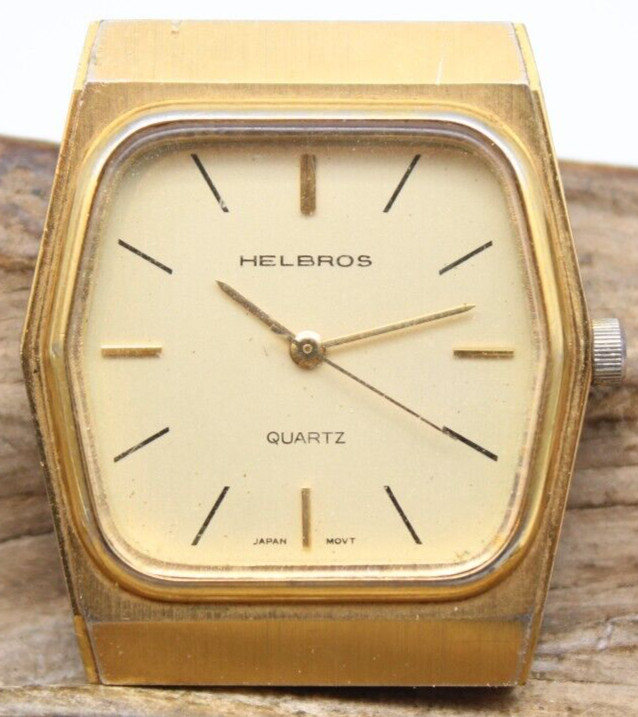 HELBROS MEN’S QUARTZ TANK WATCH 28.8×34.7mm 18.1mm LUG JAPAN MOVEMENT RUNS (DH)
