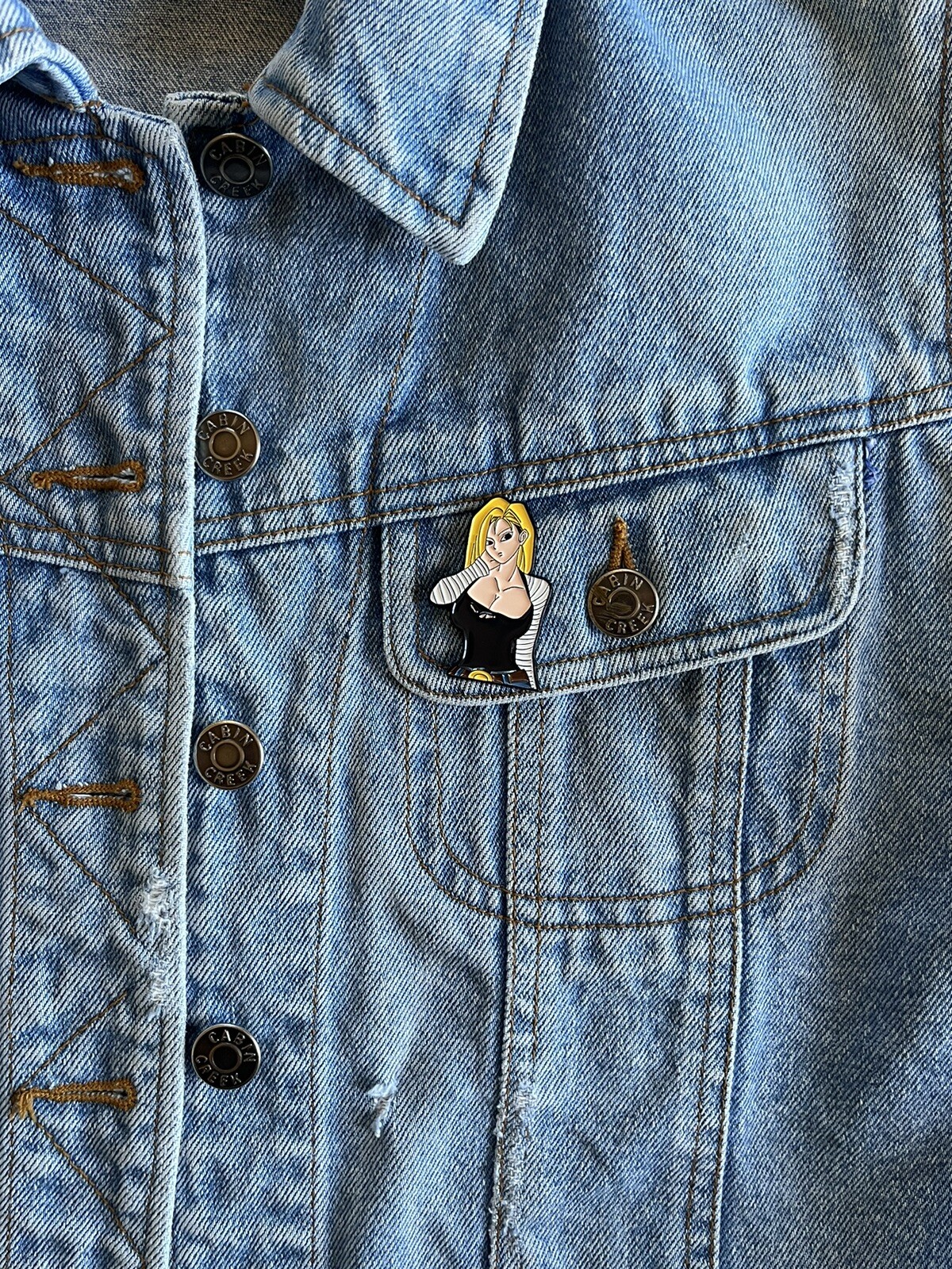 Large Android 18 Enamel Pin – Excellent Condition