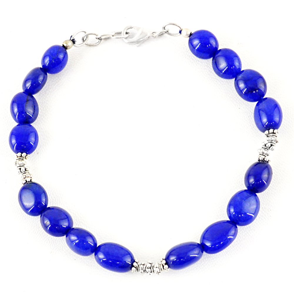 Earth Mined Blue Sapphire 103.50 Cts Oval Shape Beads Bracelet – Best Offer