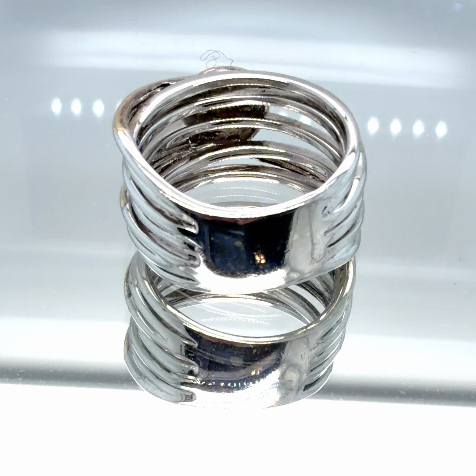 Effy 925 Silver 14K Gold Blue Diamond Balissima Collection Ring Size 7.5 8.1gr