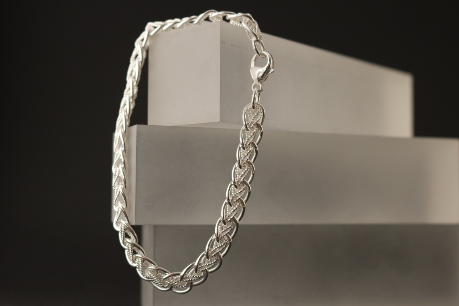 Designer Bracelet 925 Sterling Silver Bangle Custom Made 7.4mm Solid