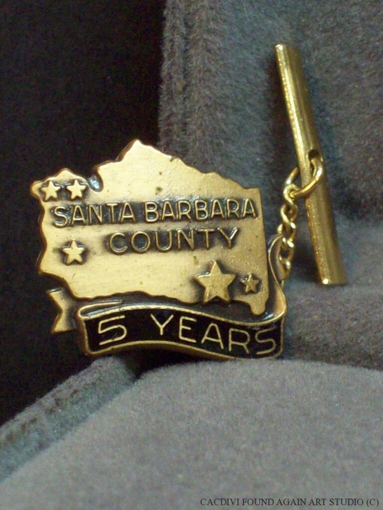 Santa Barbara County California Lapel Pin Vintage 5 Years CA Jostens Tie Tack