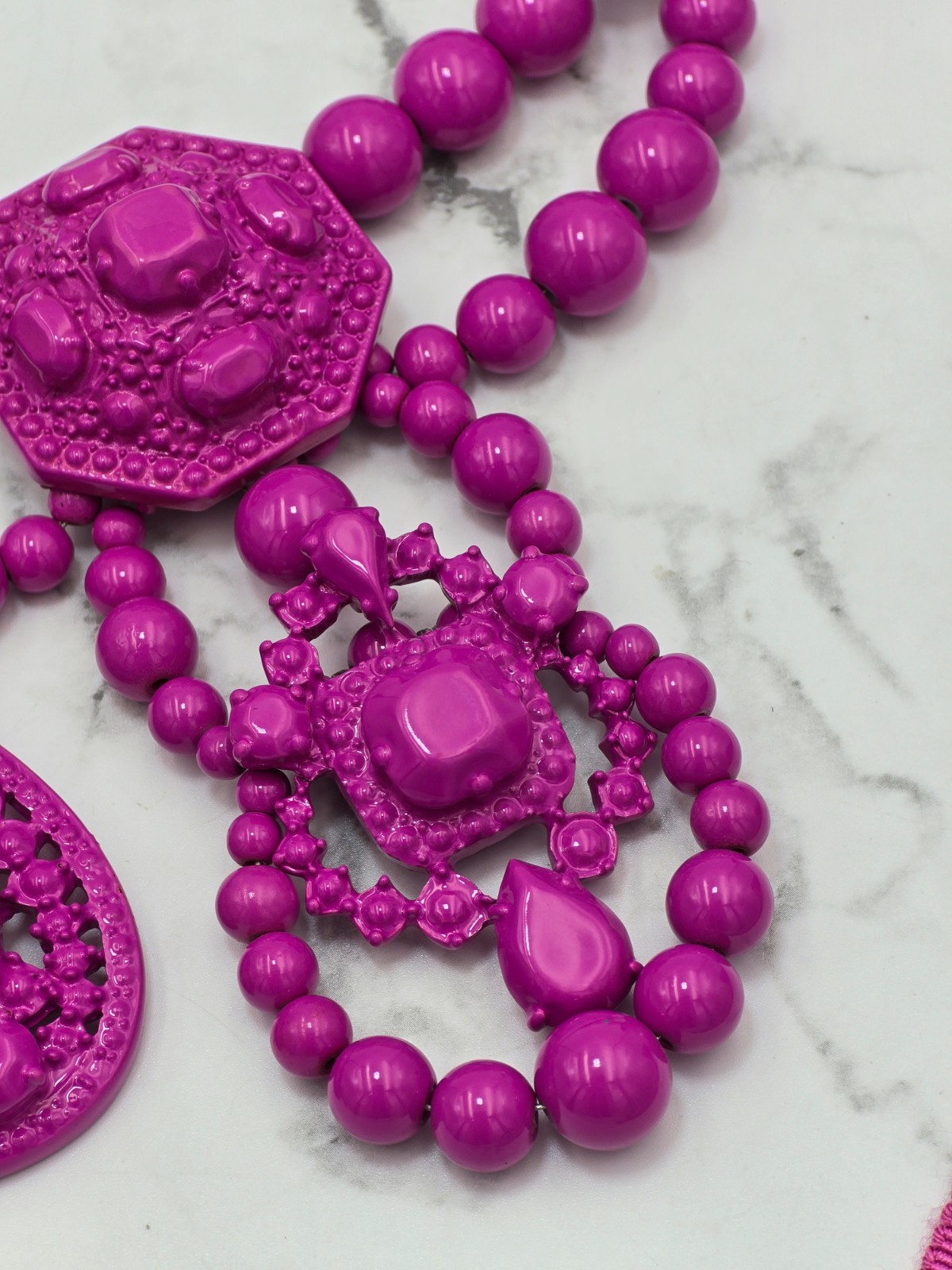 Lanvin H&M Pink Statement Necklace Ribbon Bib Rare Designer Collab
