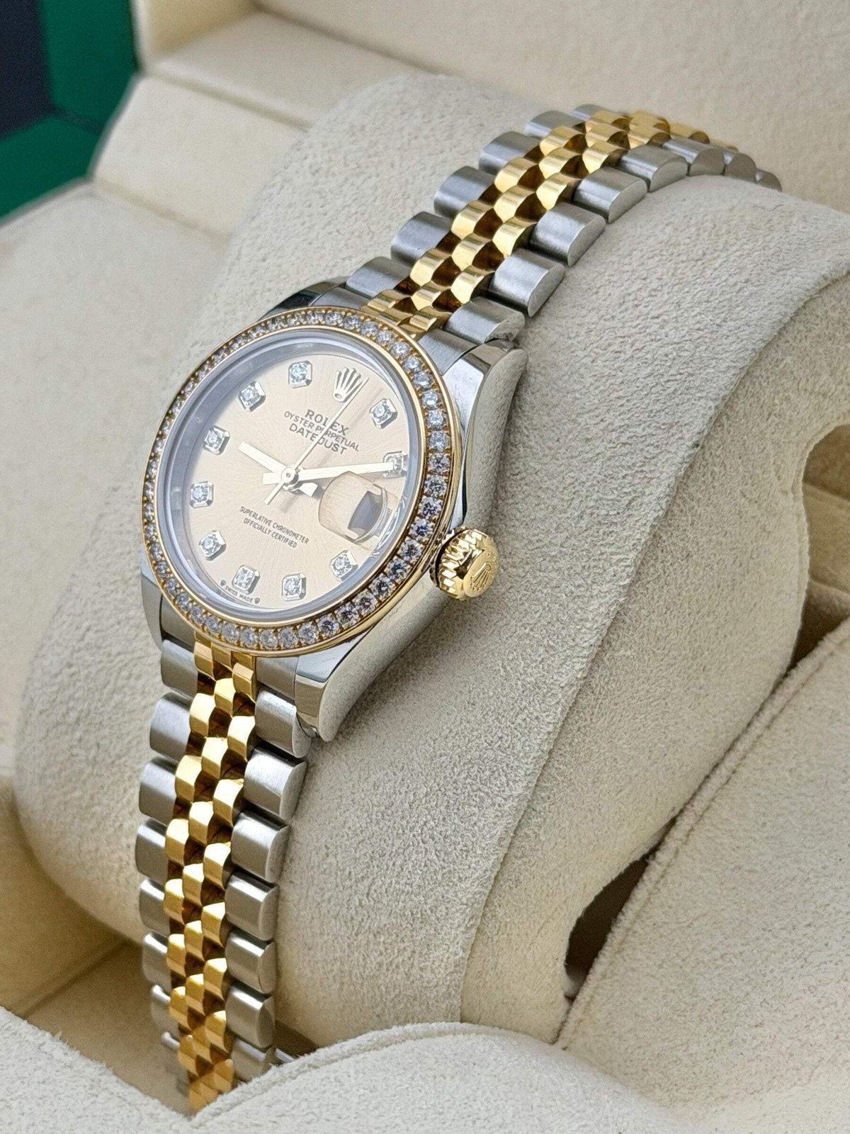 2021 Rolex Datejust 28, Factory Diamond Bezel and Diamond Dial 279383RBR 28mm 18