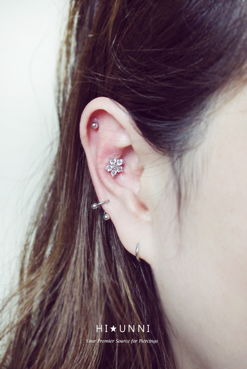 16g flower cartilage earring, tragus helix conch earrings, labret (optional),1pc