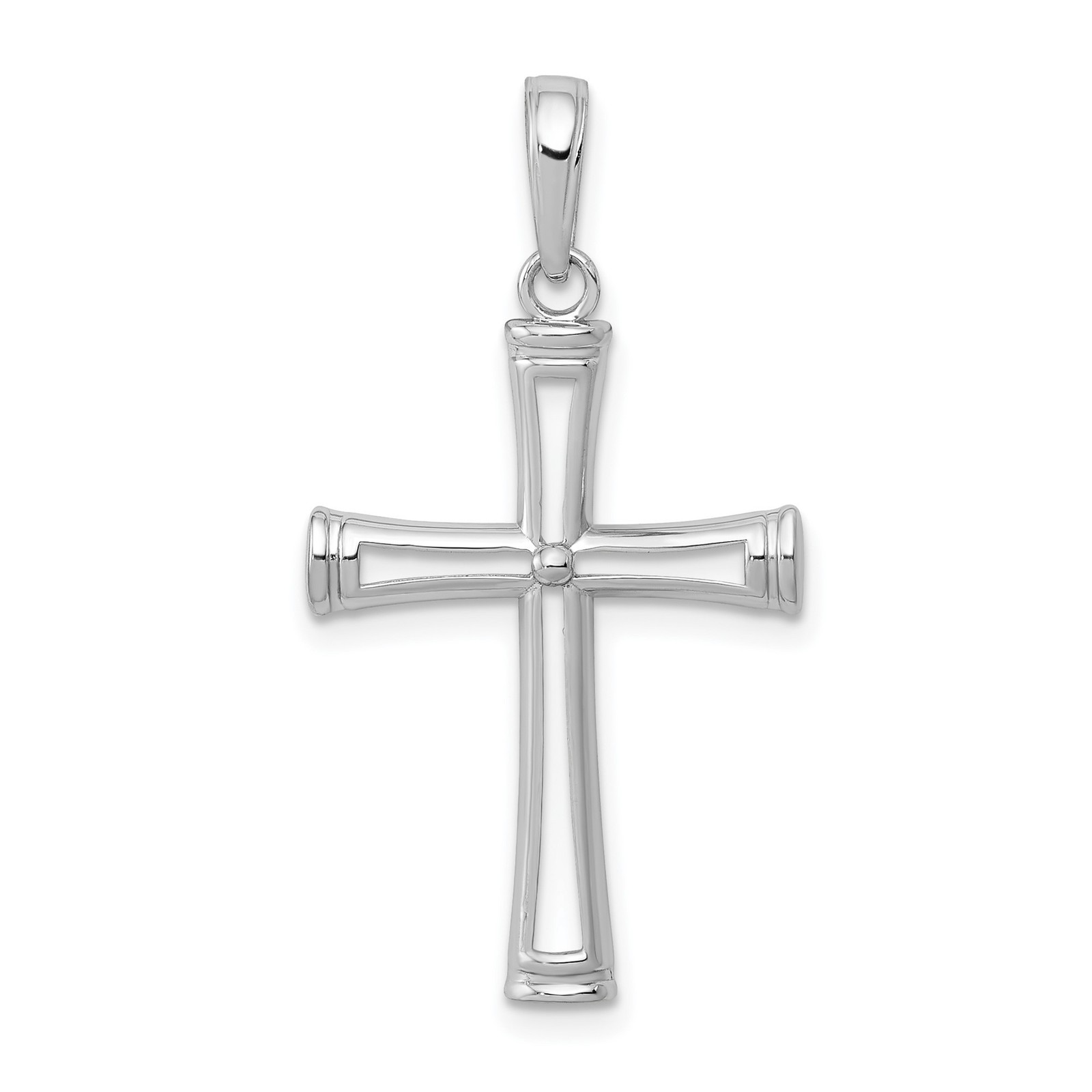 10k White Gold Cross Pendant Necklace for Men Women Minimal Religious Jewelry