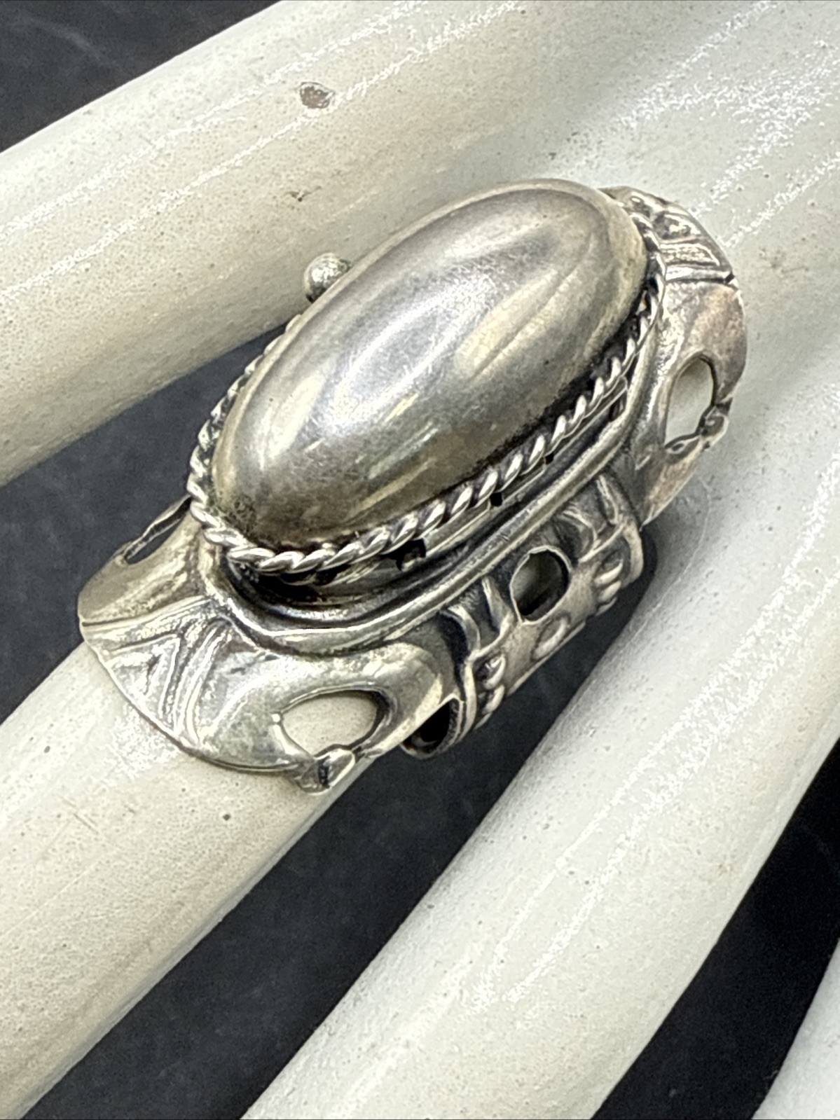 ❤️Vintage Sterling Silver Taxco Mexico Poison Ring Size 7-9 Adjustable Rare