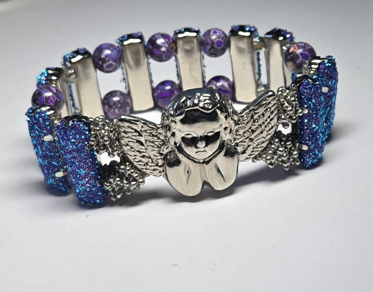 6 Pc Stretch Bracelet Set Mixed Colors Angel Heart Fashion Jewelry Lot for Women