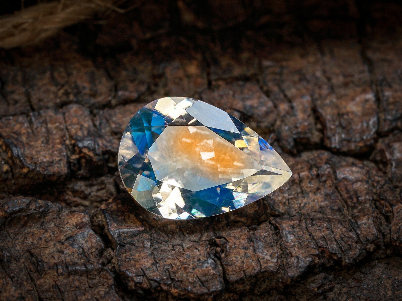 1.68 Carat Golden Rainbow Moonstone Gemstone Faceted 9x6x4 MM Pear Shape