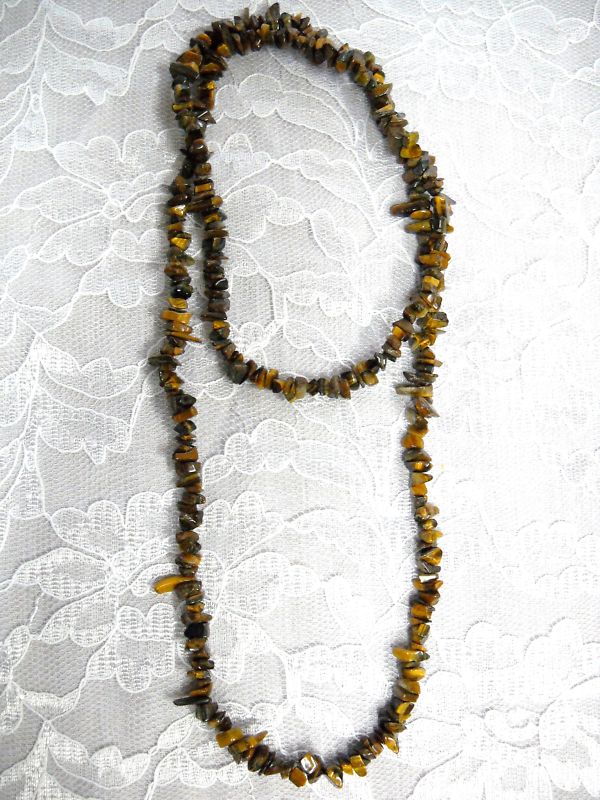 GOLDEN BROWN RUSTY TIGER EYE GEMSTONE CHIP BEADS NUGGET STRAND 35″ STRING