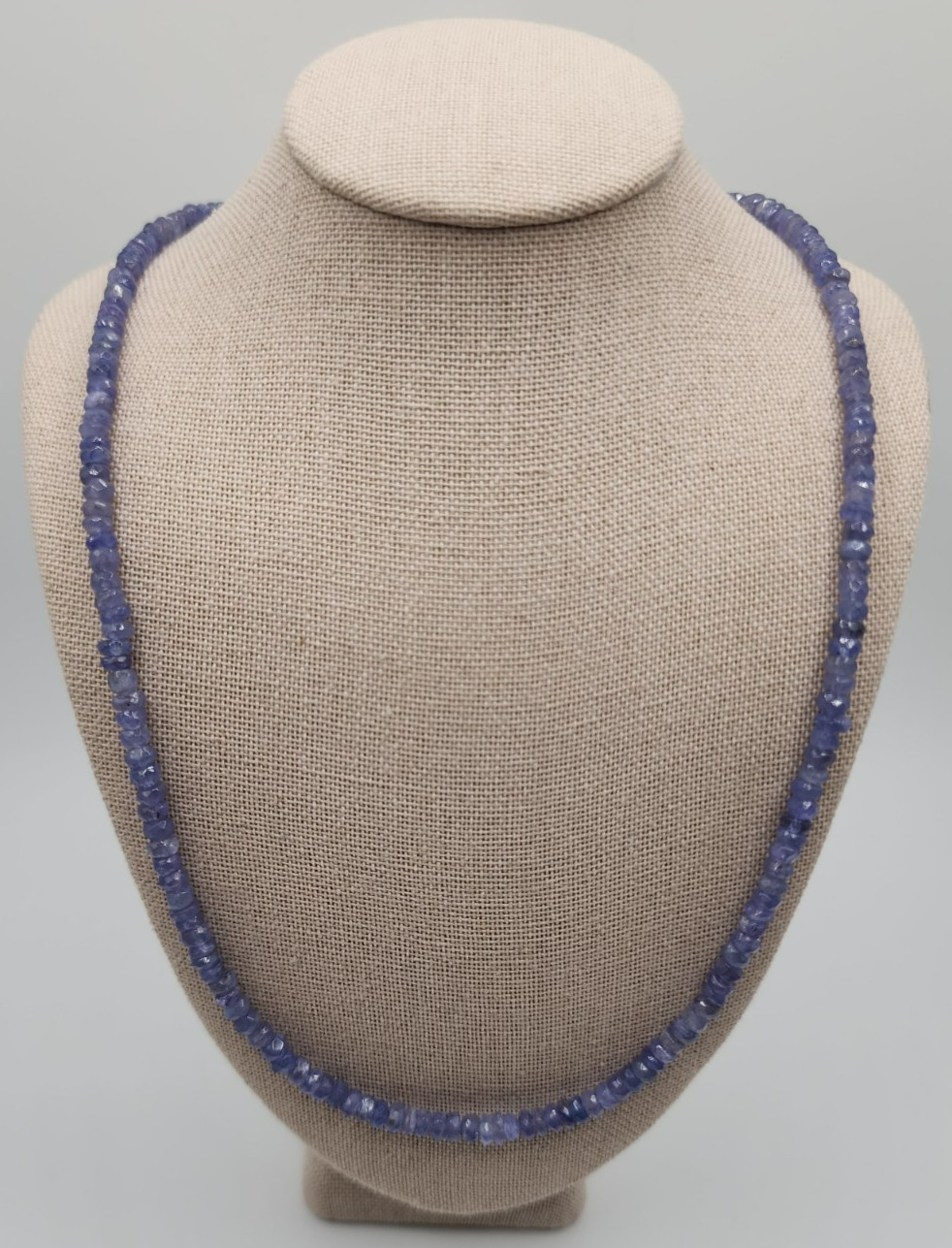 Natural Tanzanite Artisan Beaded Necklace Sterling Silver 925 Clasp 18″ w/box