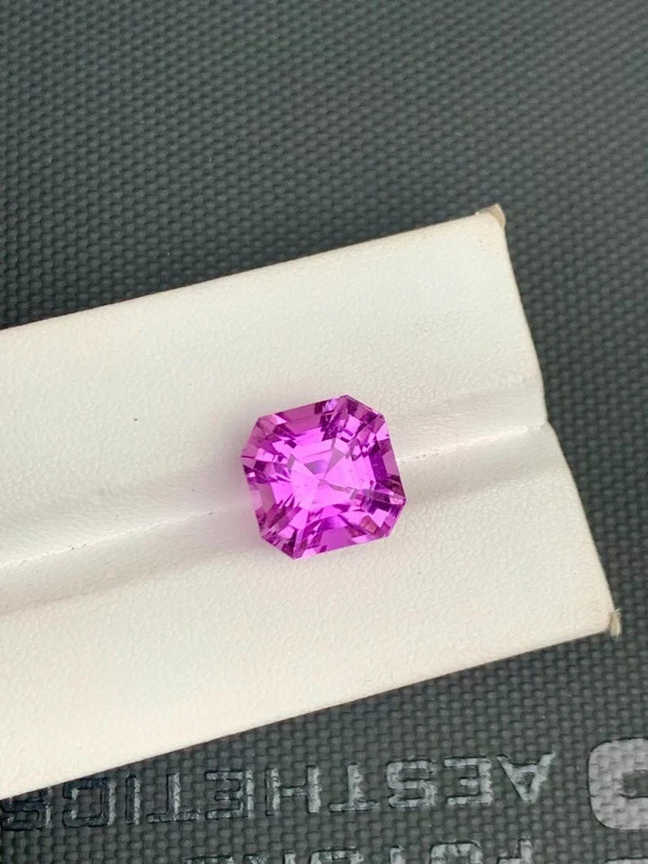 Certified 9.55 Ct+ Natural Brazilian Pink Kunzite Asscher Cut Loose Gemstone