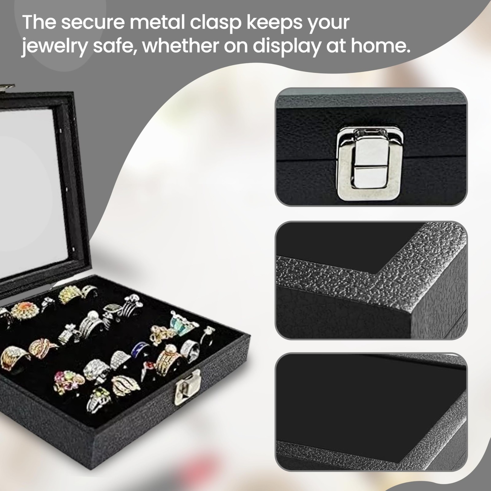 Novel Box Black Velvet Half Size 36 Ring Jewelry Tray Foam Jewelry Tray Insert