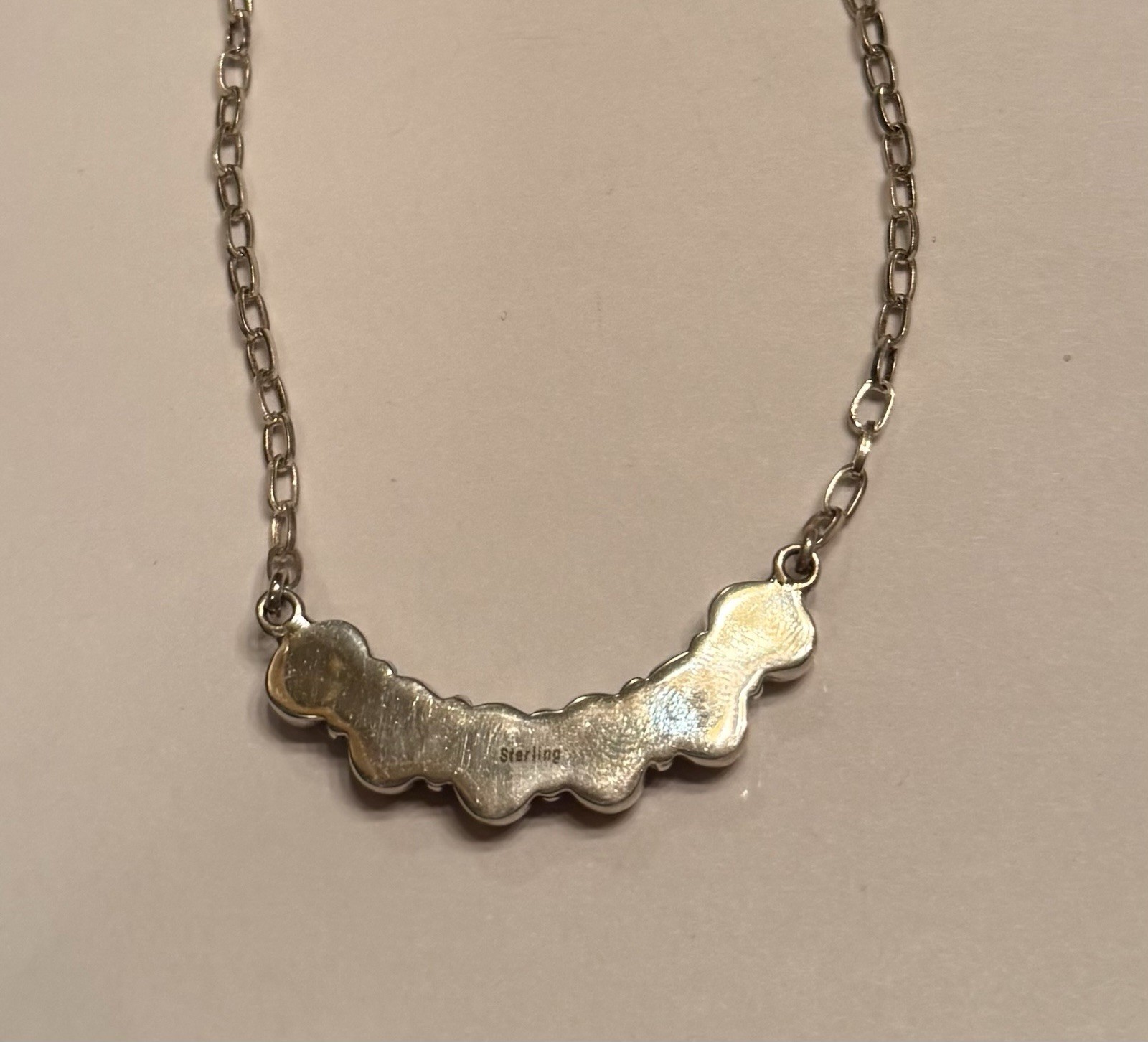 Spiny Oyster 6 Stone Necklace 925 Stamped Sterling 20” Longest Adjustable