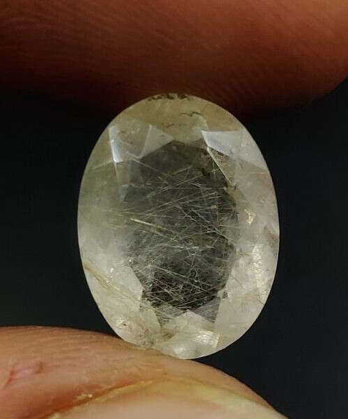 6.5 Ct Natural Rutilated Quartz Faceted Cut Oval 14.3×10.8mm Loose Gemstone W180
