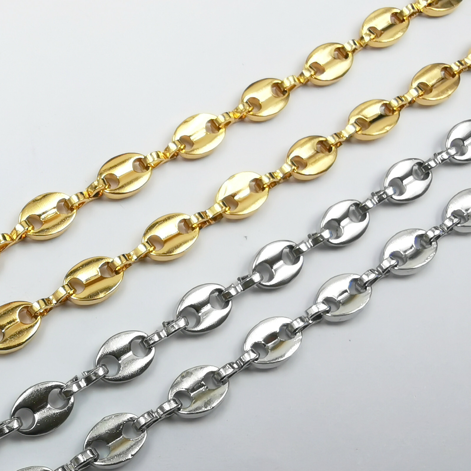 Stainless Steel Coffee Bean Beads Link Chains fashion Jewelry Making In Bulk
