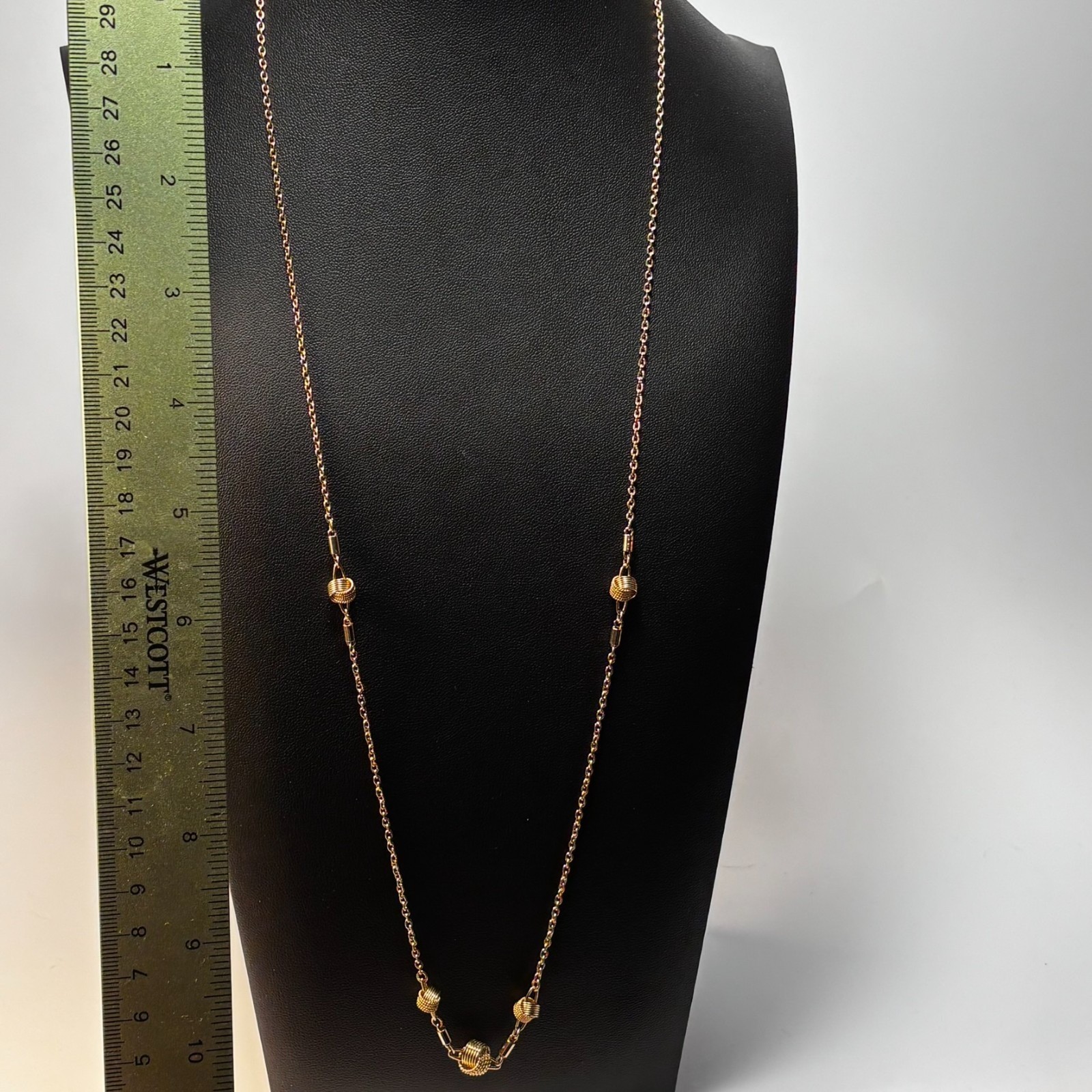 Necklace Gold Tone Delicate Beads 24 inch long