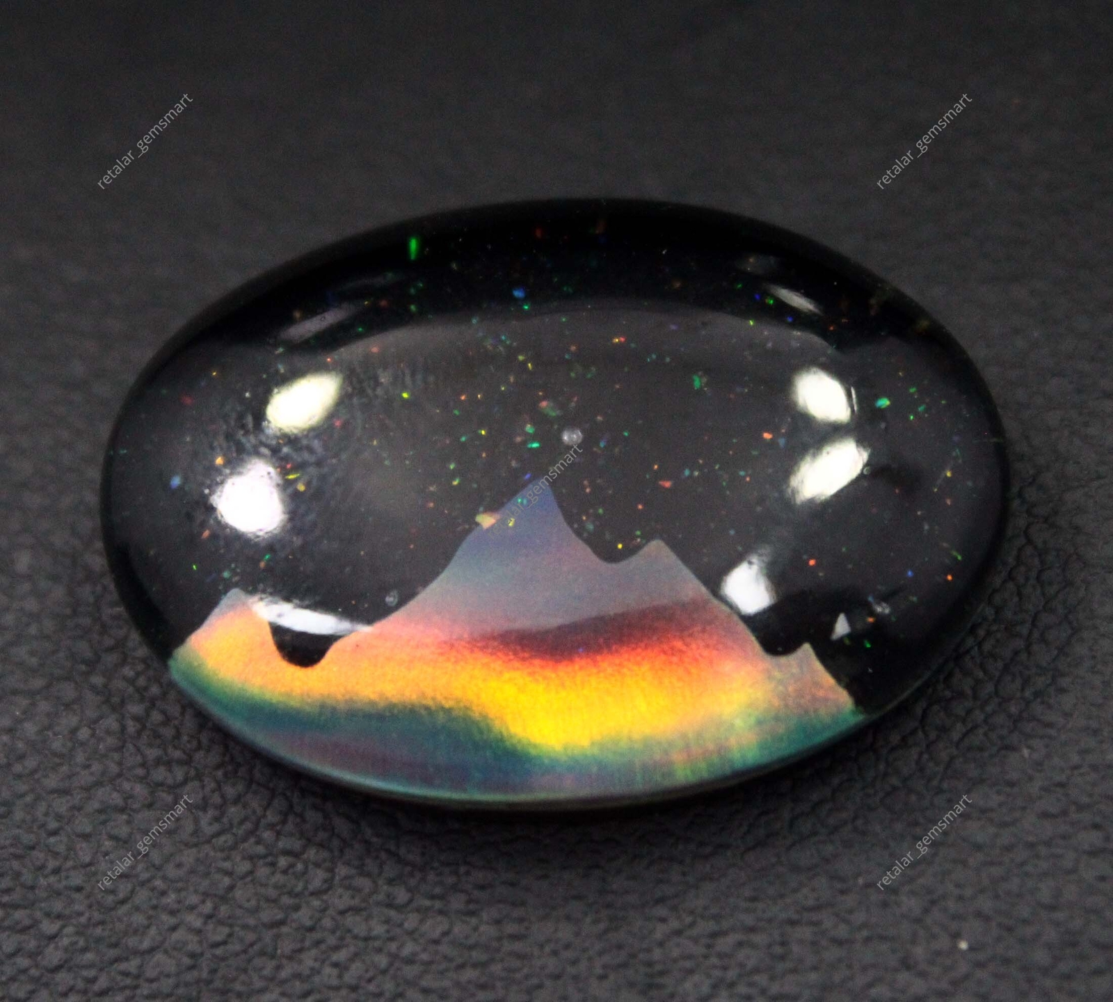 20.00 Ct Natural Australian Black Fire Opal Doublet Certified Untreated Gemstone