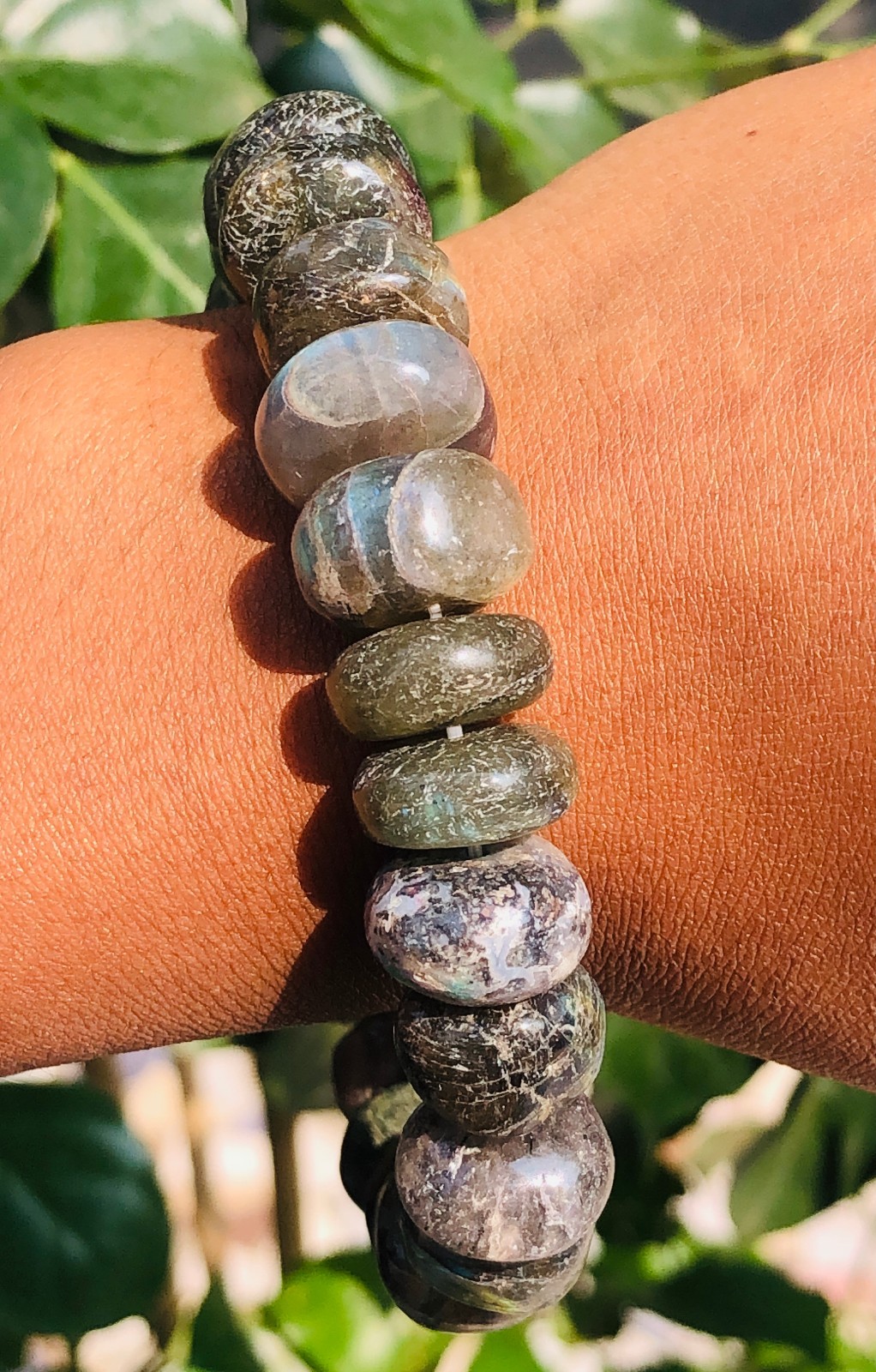 Finest Quality Labradorite & Jade 308.Cts Beaded Stretchable Bracelet SK 24 AZ30