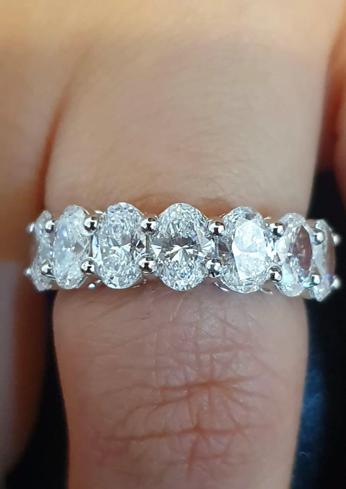 2.80 Ct Oval Cut Natural Diamond Wedding Half Eternity Band 950 Platinum Size 6
