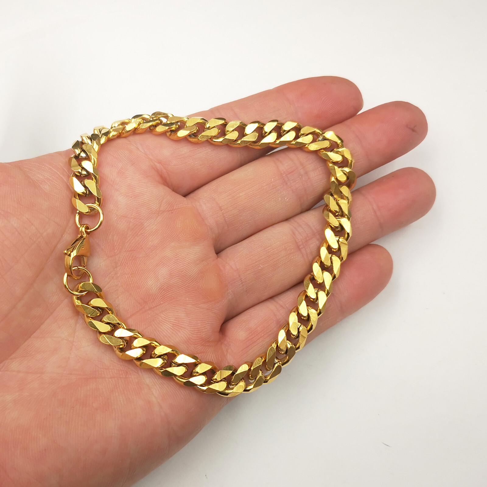 8mm Cuban Curb Chain S.Steel gold plated Anklets Ankle Bracelet 6–14inch