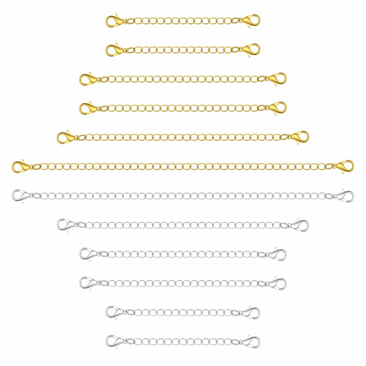 12-Pack Extender /Safety Chain Extender Necklace Bracelet Lobster lock 3″ 4″ 6″