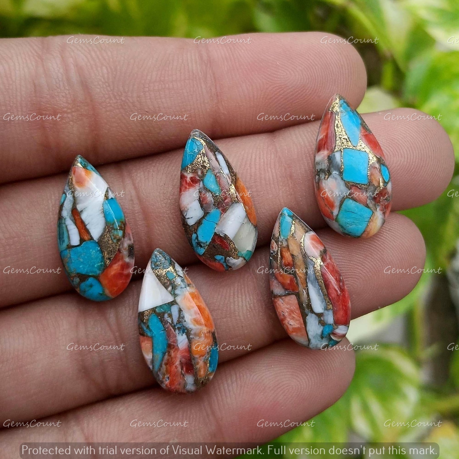 Natural Oyster Turquoise Long Pear Cabochon Handcrafted Gemstone 5x10mm-15x30mm