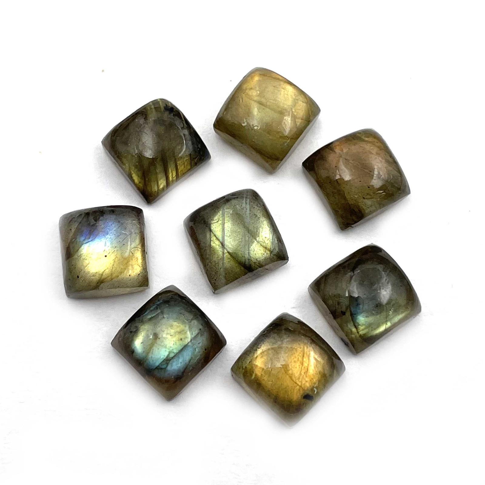 Natural Labradorite Square Loose Gemstone Cabochon Lot 39 Pcs 8 MM 120 CT