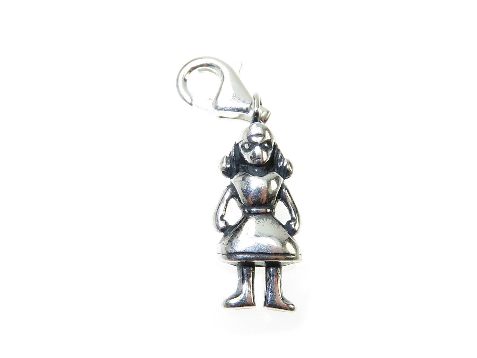Girl 2D sterling silver charm on clip .925 x 1 Girls Female charms.
