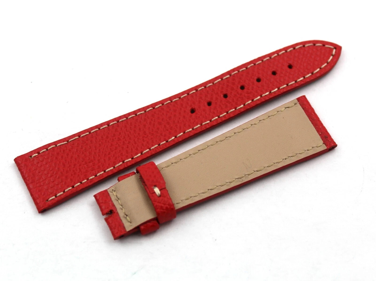 Genuine Red Leather Watch Strap Various Sizes Flat Pin Buckle New