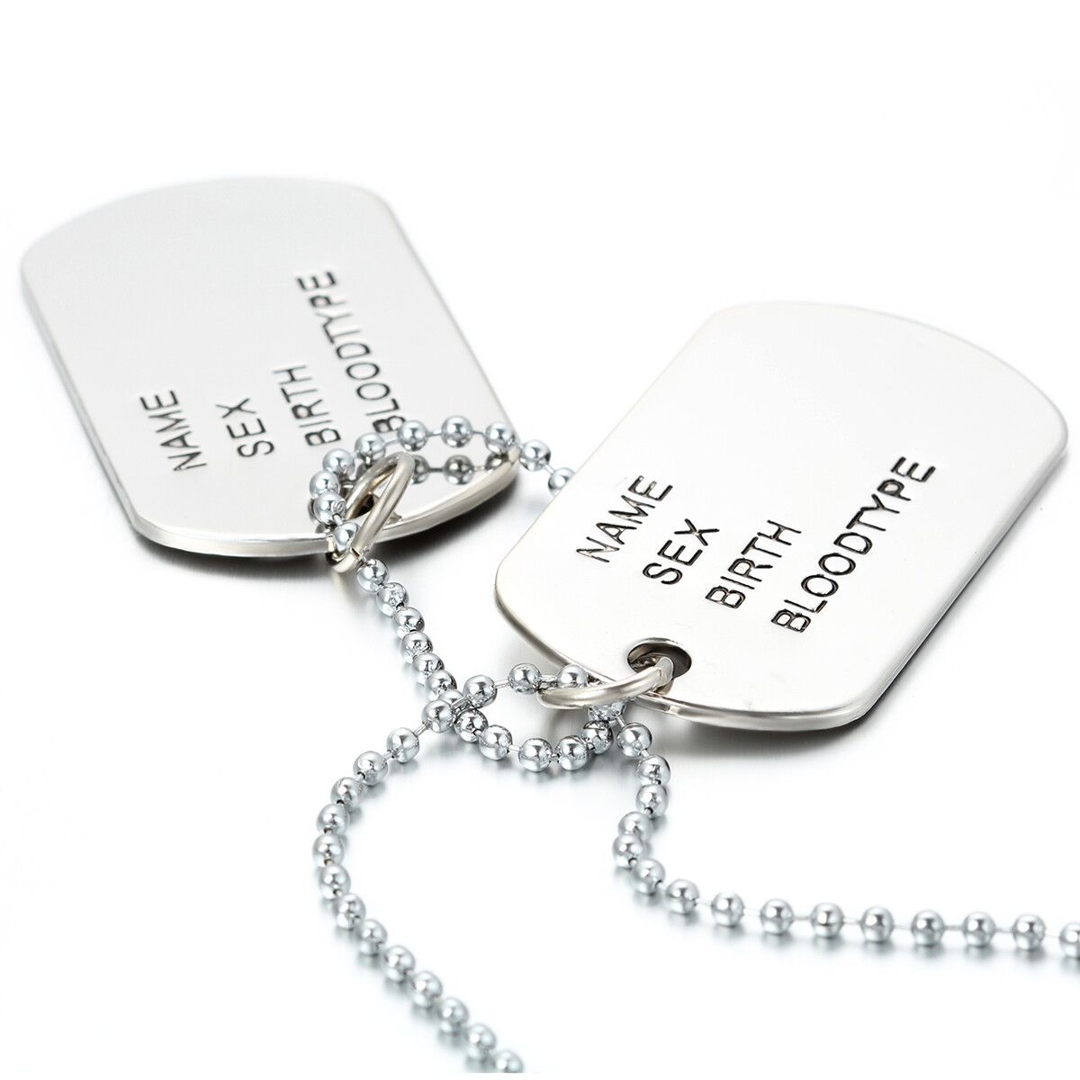Men’s Simple Army Military Alloy ID 2 Dog Tags Pendant Necklace Chain For Gift